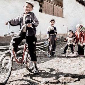 Kids playing in Arslanbob - a village in Kyrgyzstan
